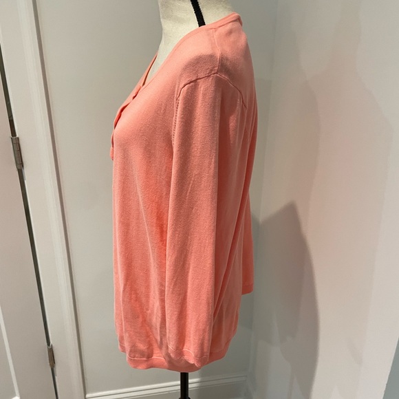 Talbots peach shell and matching scalloped trim cardigan - Picture 8 of 9